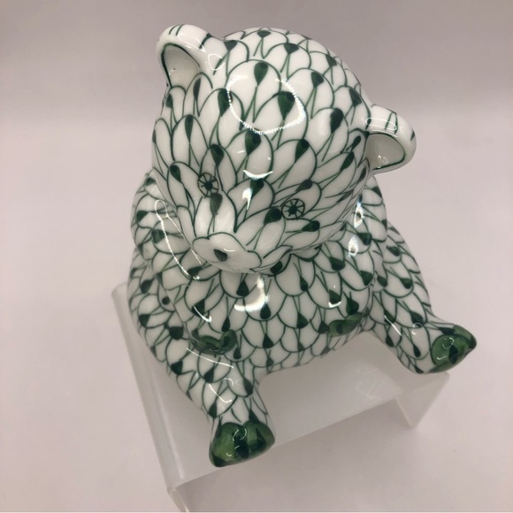 SOLD Andrea by Sadek 5" Hand Painted Porcelain Bear Figurine Fishnet - Picture 4 of 7